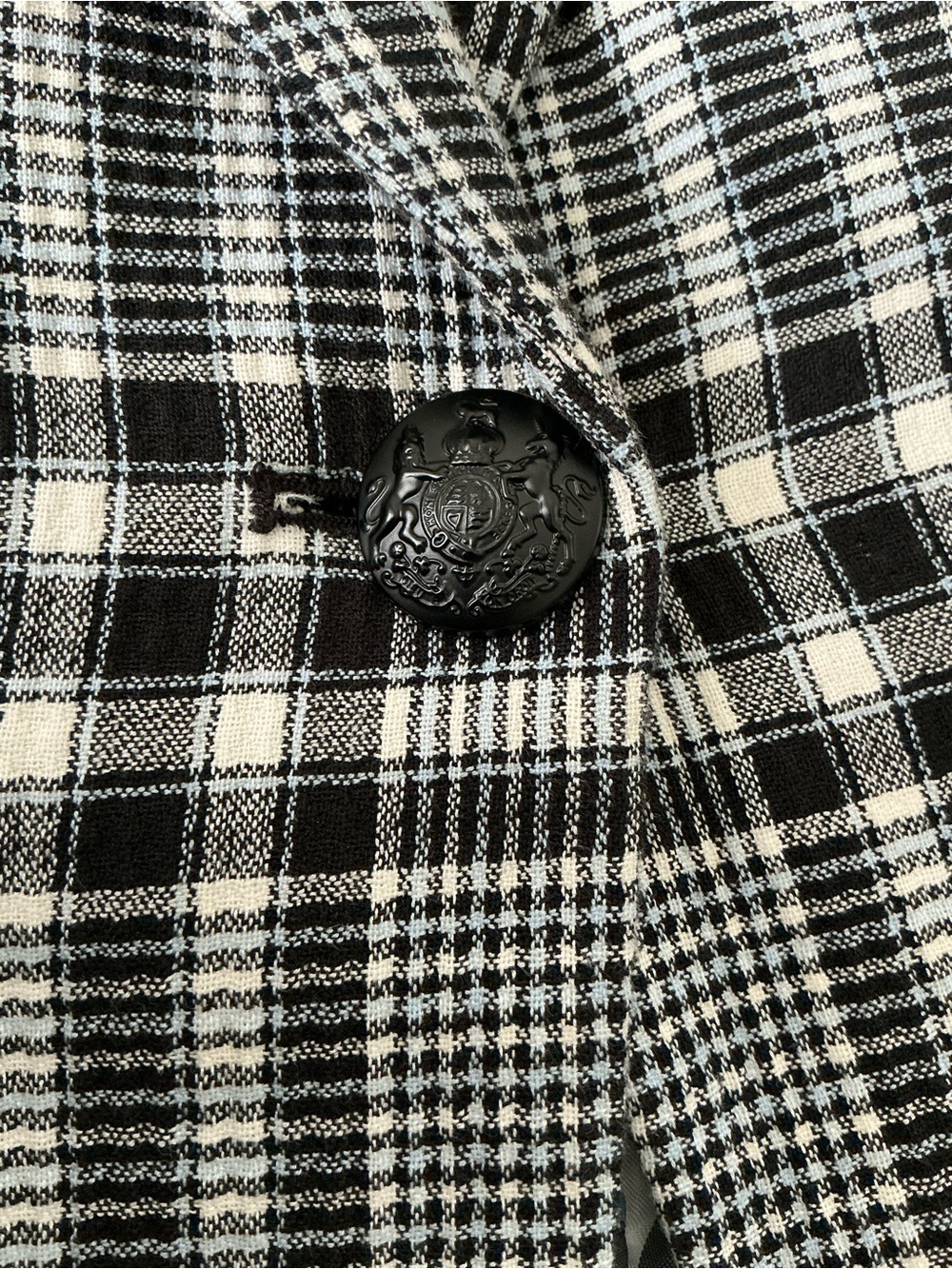 VERONICA BEARD Plaid Dickey Jacket One Button Black Blue Glen Plaid Size 2 EUC - Picture 7 of 16